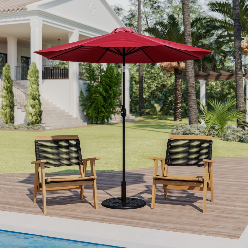 Flash Furniture Kona Round Umbrella With Standing Umbrella Base, 101-1/4inH x 104-1/2inW x 104-1/2in, Red MPN:GM402003UB19RED