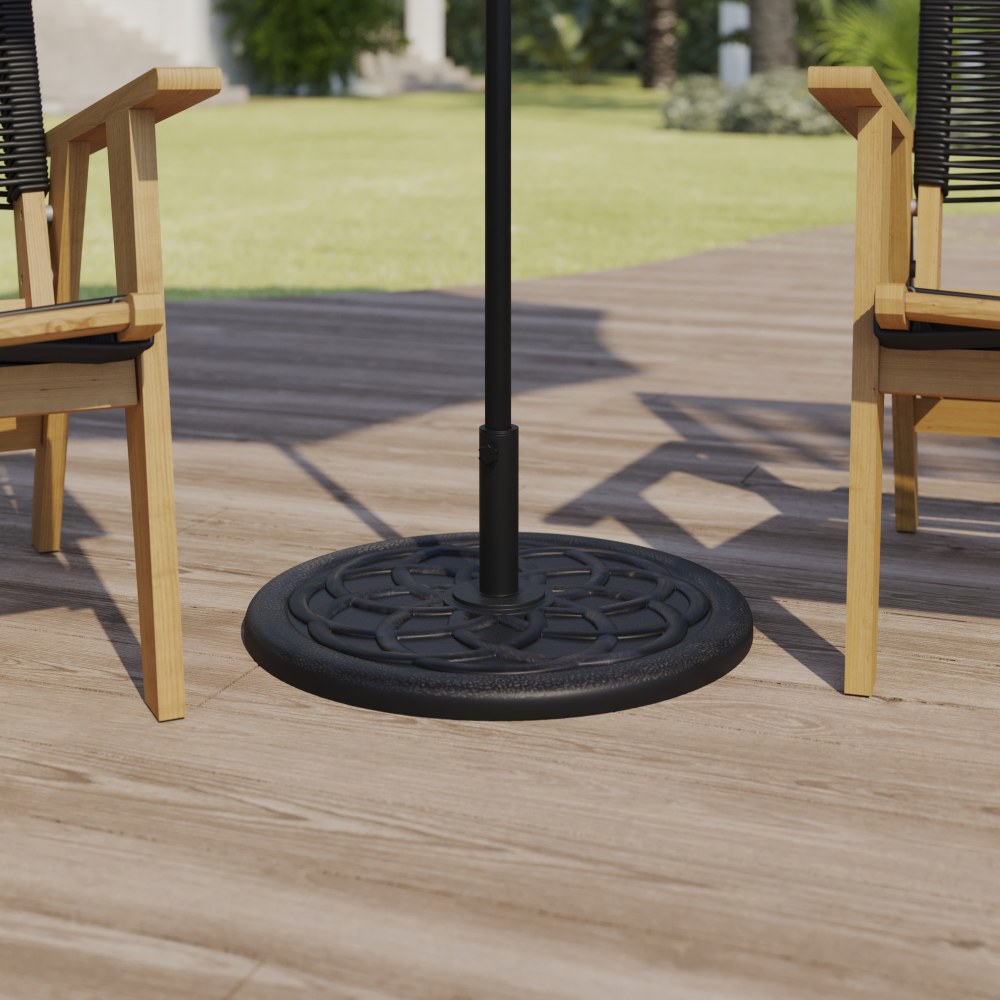 Flash Furniture Kona Universal Cement Patio Umbrella Base With Weatherproof Plastic Polymer Coating, 3-1/4inH x 19-1/4inW x 19-1/4inD, Bronze MPN:GMUB19BRNZ