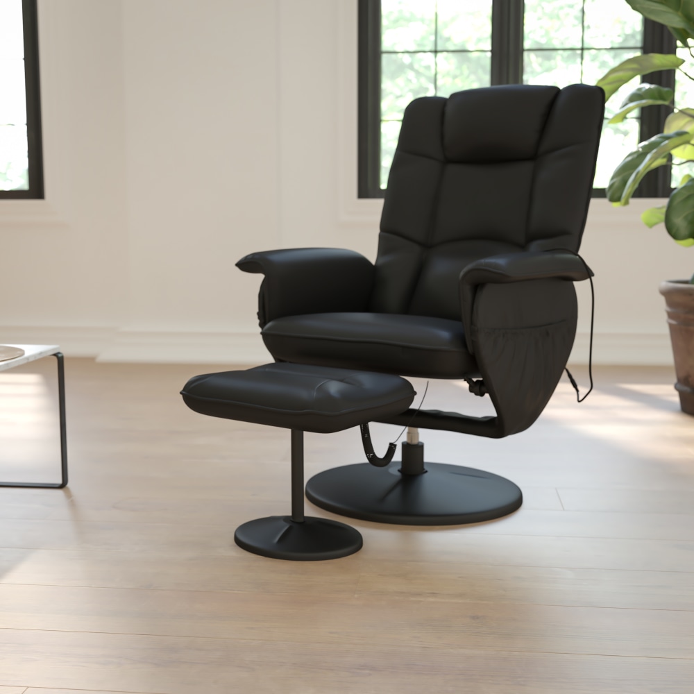 Flash Furniture Massaging Multi-Position Recliner And Ottoman With Wrapped Base, Black MPN:BT753PMASSGEBK
