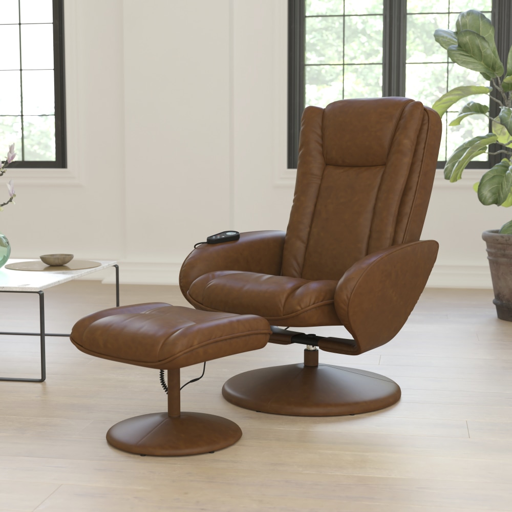 Flash Furniture Multi-Position Heated Massage Recliner And Ottoman, Brown MPN:BT7672MASSGECGN