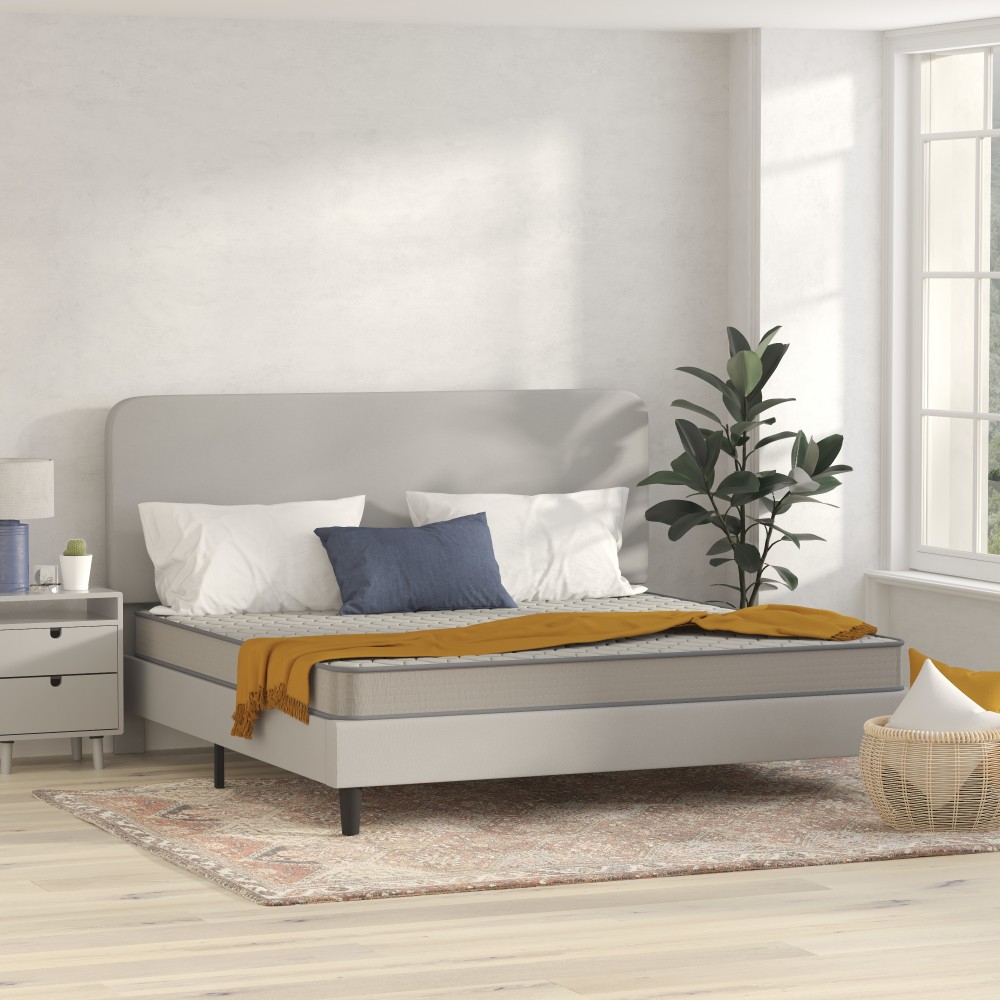 Flash Furniture Capri Comfortable Sleep CertiPUR-US Certified Spring Mattress, King, 6inH x 54-1/4inW x 75-1/2inL, Gray MPN:CLE236BK