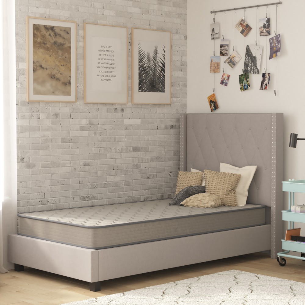 Flash Furniture Capri Comfortable Sleep CertiPUR-US Certified Spring Mattress, Twin XL, 6inH x 40inW x 80-1/2inL, Gray MPN:CLE236BTXL