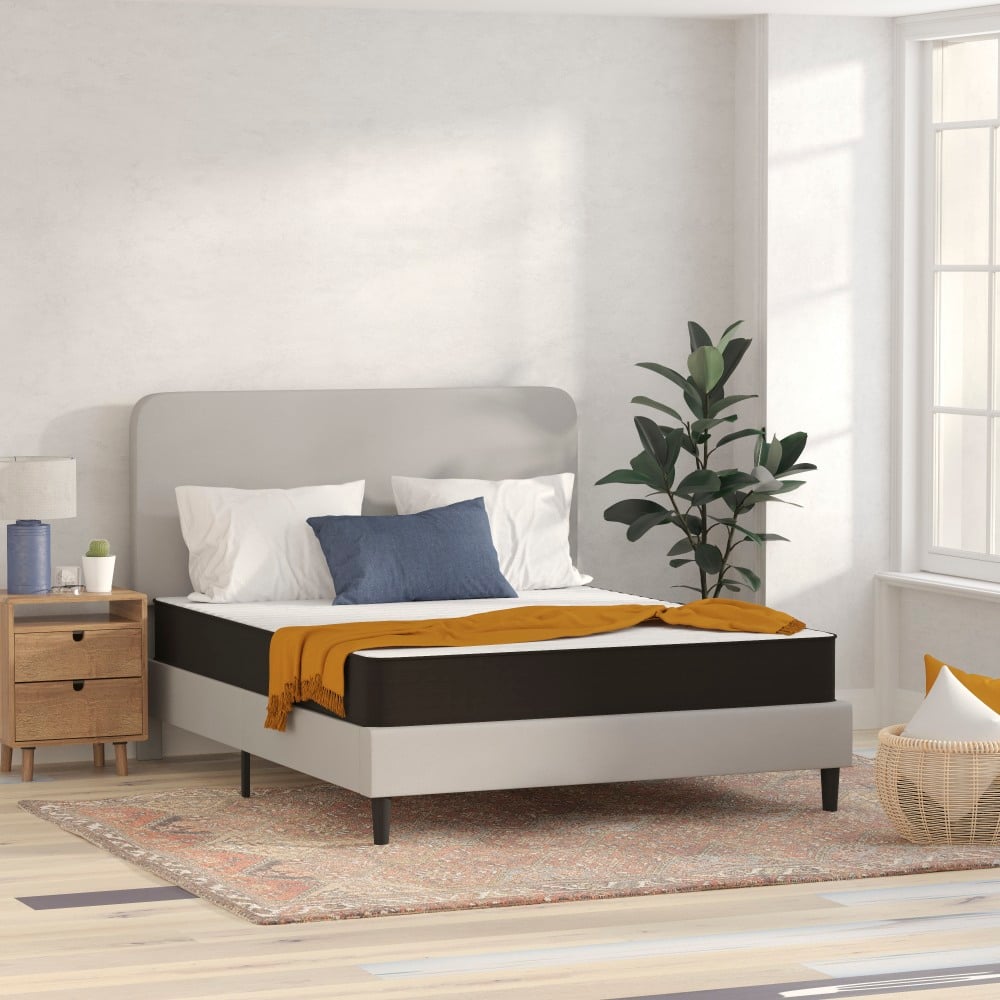 Flash Furniture Capri Comfortable Sleep CertiPUR-US Certified Foam And Innerspring Hybrid Mattress, Queen, 8inH x 60inW x 80inL, Gray MPN:CLE238BQ