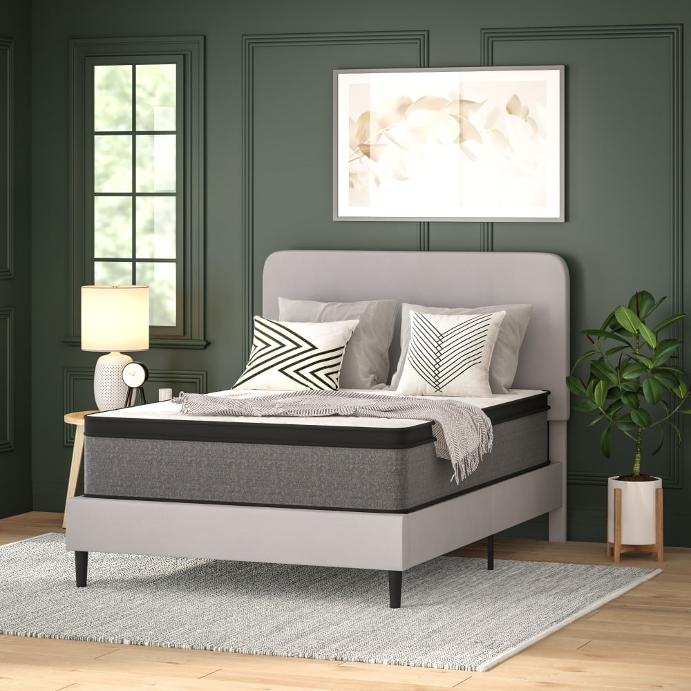 Flash Furniture Capri Comfortable Sleep Euro Pillow Top CertiPUR-US Certified Hybrid Pocket Spring Mattress, Full, 13inH x 54inW x 75inL, White MPN:CLET23213F