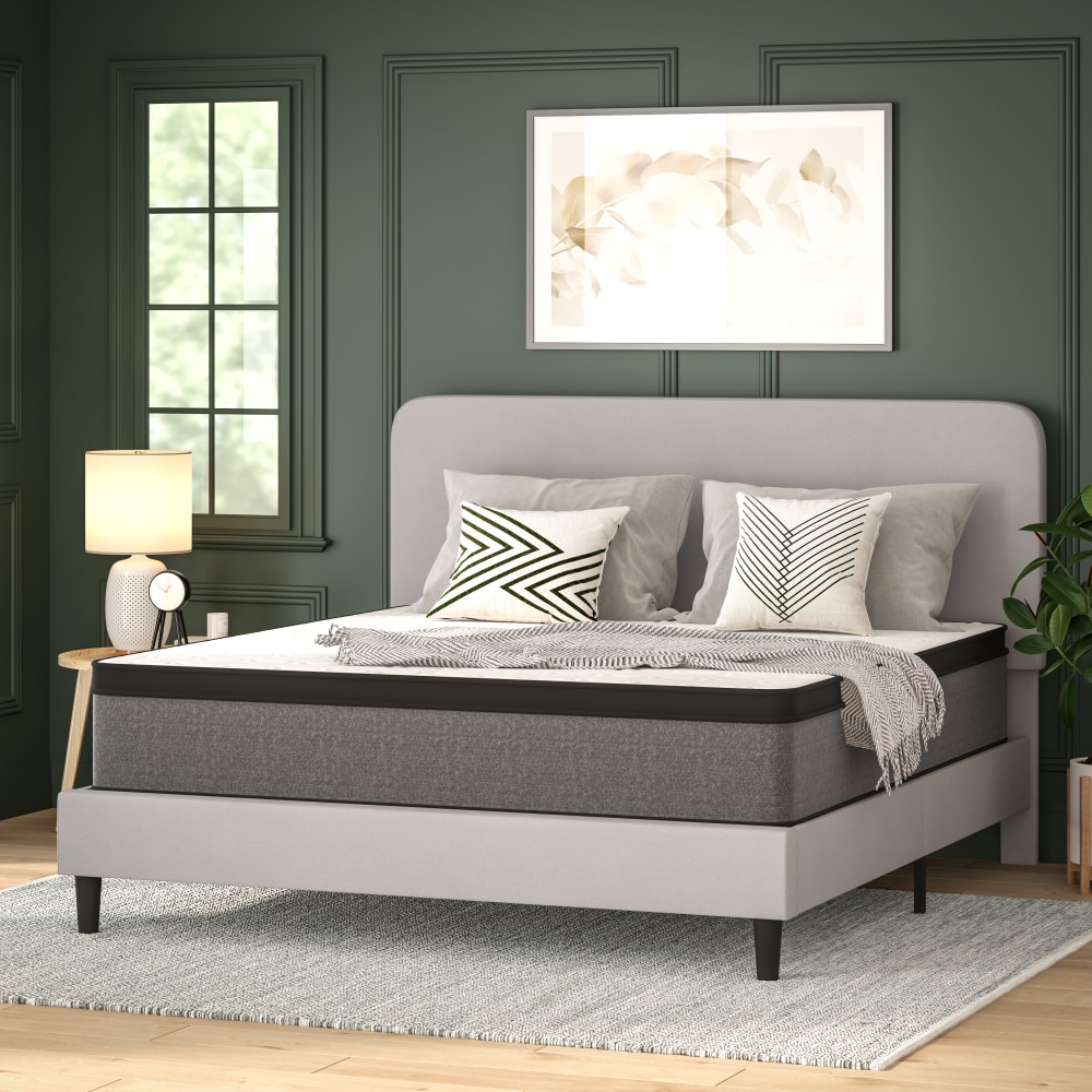 Flash Furniture Capri Comfortable Sleep Euro Pillow Top CertiPUR-US Certified Hybrid Pocket Spring Mattress, King, 13inH x 76inW x 80inL, White MPN:CLET23213K