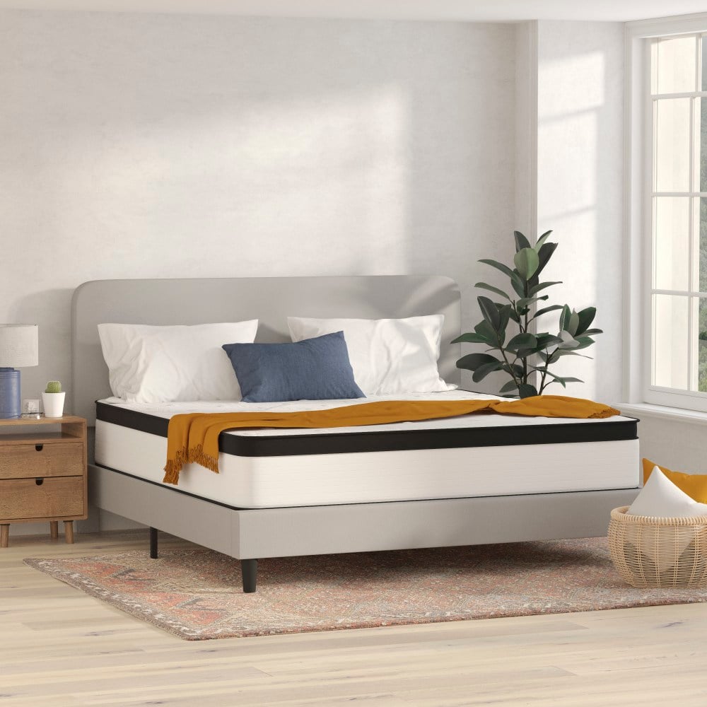 Flash Furniture Capri Comfortable Sleep Firm CertiPUR-US Certified Hybrid Pocket Spring Mattress, King, 12inH x 76inW x 80inL, White MPN:CLFR23112K