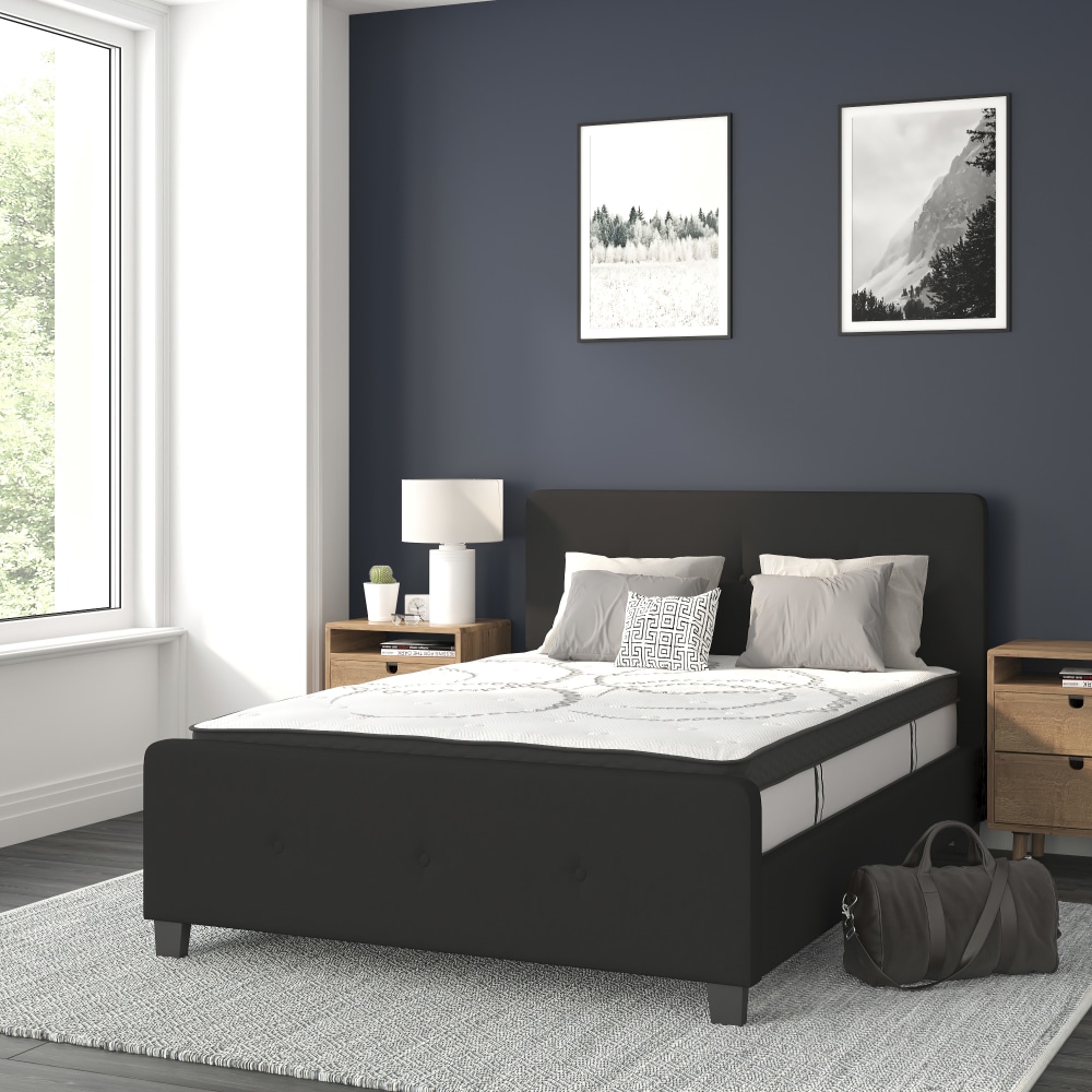 Flash Furniture Tribeca Tufted Upholstered Platform Bed with 10in, Full, 40inHx56-1/4inWx81inL, Black - HGBM1022 MPN:HGBM1022