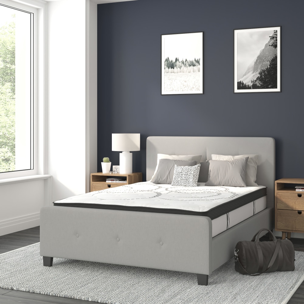 Flash Furniture Tribeca Tufted Upholstered Platform Bed with 10in, Full, 40inHx56-1/4inWx81inL, Light Gray - HGBM1026 MPN:HGBM1026