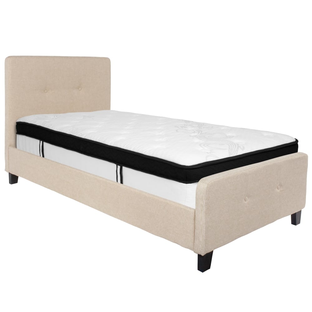 Flash Furniture Tribeca Button Tufted Upholstered Platform Bed with Memory Foam Pocket Spring Mattress, Twin, 40inH x 42inW x 81inL, Beige MPN:HGBMF17