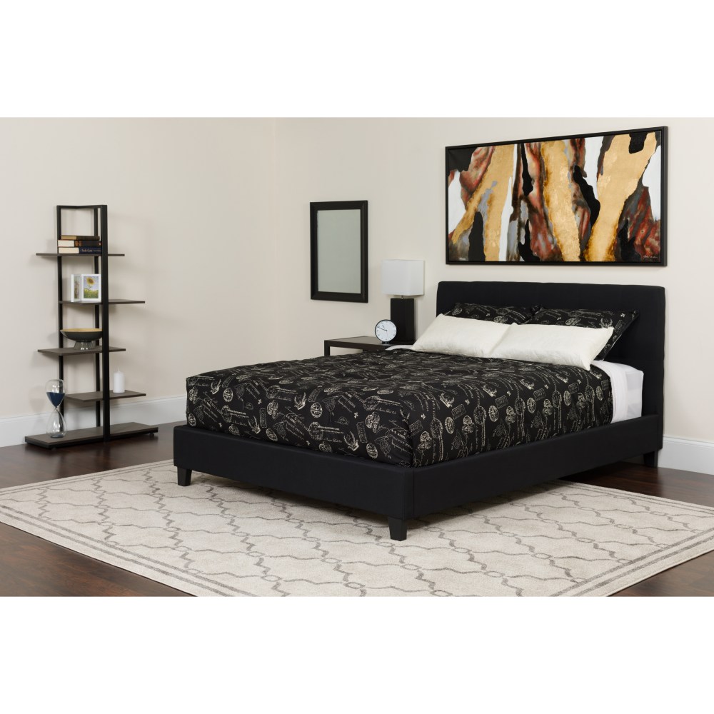 Flash Furniture Tribeca Button Tufted Upholstered Platform Bed with Memory Foam Pocket Spring Mattress, Full, 40inH x 56-1/4inW x 81inL, Black MPN:HGBMF22