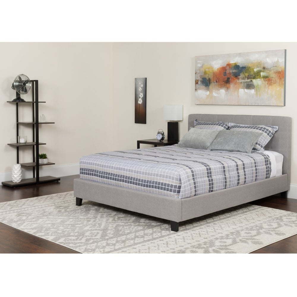 Flash Furniture Tribeca Button Tufted Upholstered Platform Bed with Memory Foam Pocket Spring Mattress, King, 40inH x 78-1/4inW x 85-1/4inL, Light Gray MPN:HGBMF28