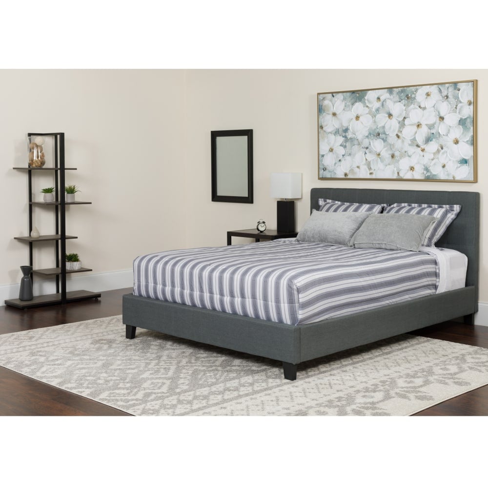 Flash Furniture Tribeca Button Tufted Upholstered Platform Bed with Memory Foam Pocket Spring Mattress, King, 40inH x 78-1/4inW x 85-1/4inL, Dark Gray MPN:HGBMF32