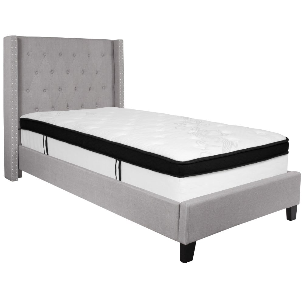 Flash Furniture Riverdale Tufted Upholstered Platform Bed, Twin, Light Gray - HGBMF41 MPN:HGBMF41