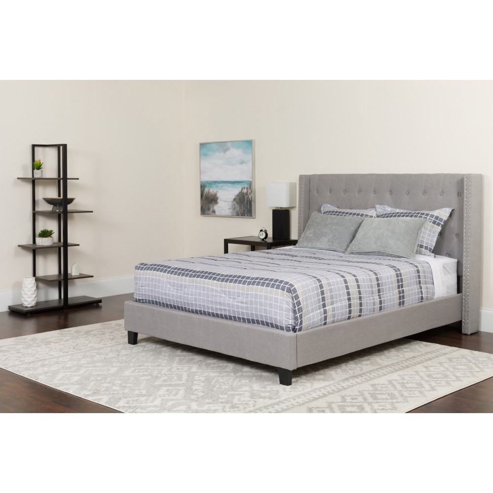 Flash Furniture Riverdale Tufted Upholstered Platform Bed, Full, Light Gray - HGBMF42 MPN:HGBMF42