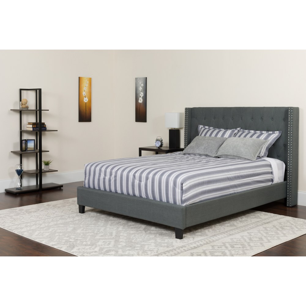 Flash Furniture Riverdale Tufted Upholstered Platform Bed, Queen, Dark Gray - HGBMF47 MPN:HGBMF47