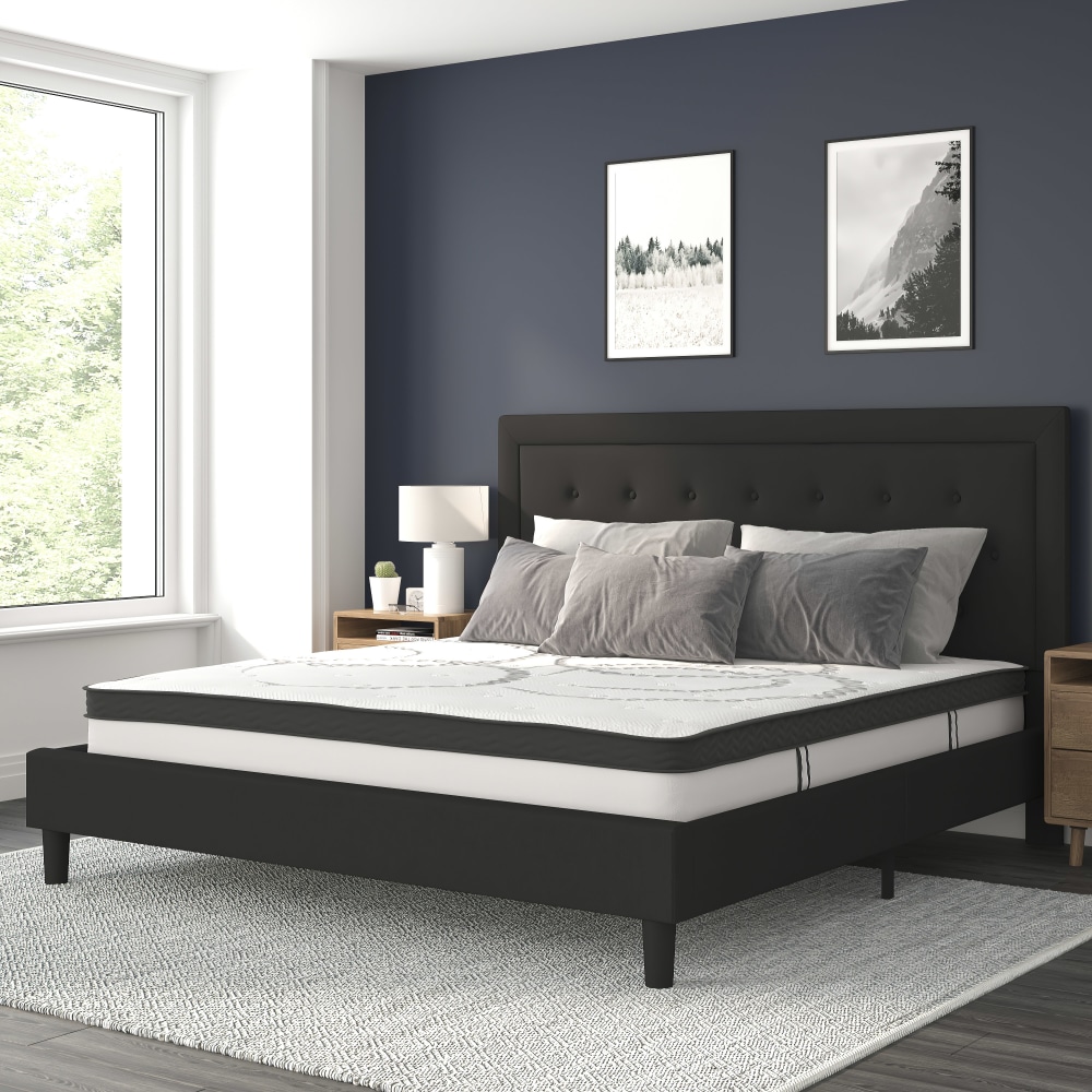 Flash Furniture Roxbury Tufted Upholstered Platform Bed with 10in, King, 50-3/4inHx81inWx85-1/4inL, Black - SLBM1024 MPN:SLBM1024