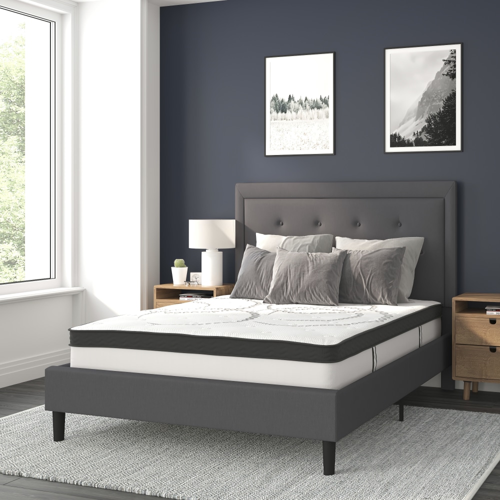 Flash Furniture Roxbury Tufted Upholstered Platform Bed with 10in, Full, 50-3/4inHx59inWx81inL, Dark Gray - SLBM1030 MPN:SLBM1030