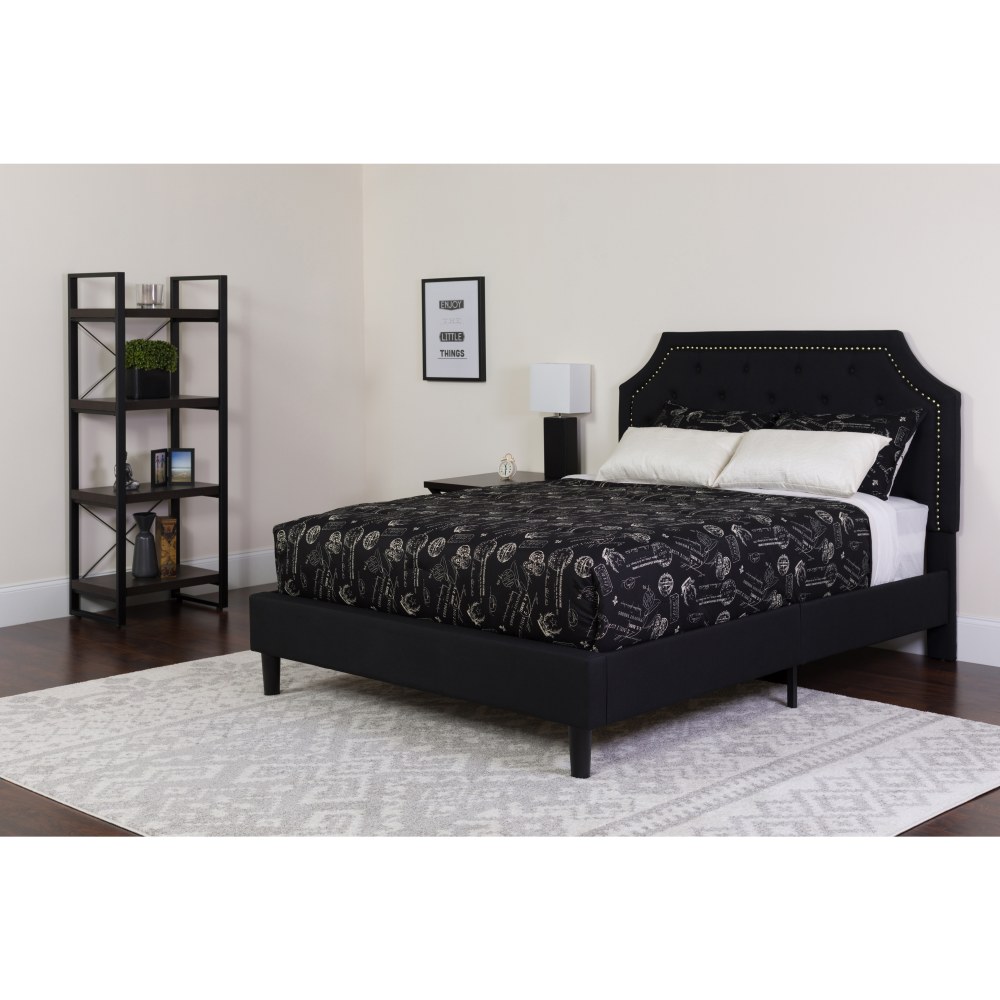 Flash Furniture Brighton Arched Tufted Upholstered Platform Bed And Pocket Spring Mattress, King, Black MPN:SLBM8