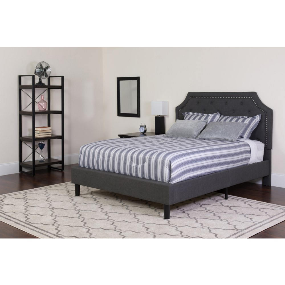 Flash Furniture Brighton Arched Tufted Upholstered Platform Bed And Memory Foam Pocket Spring Mattress, King, Dark Gray MPN:SLBMF16