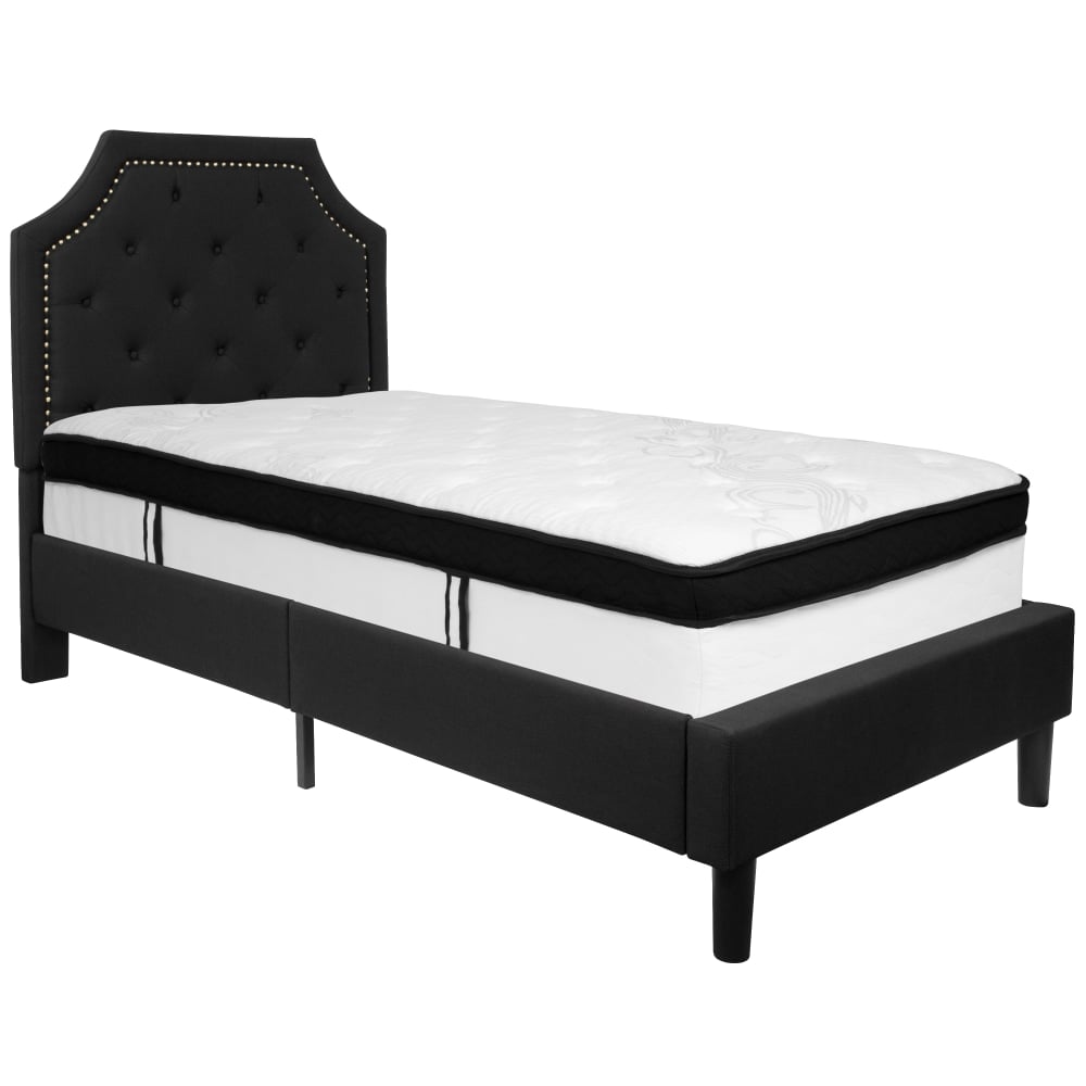 Flash Furniture Brighton Arched Tufted Upholstered Platform Bed And Memory Foam Pocket Spring Mattress, Twin, Black MPN:SLBMF5