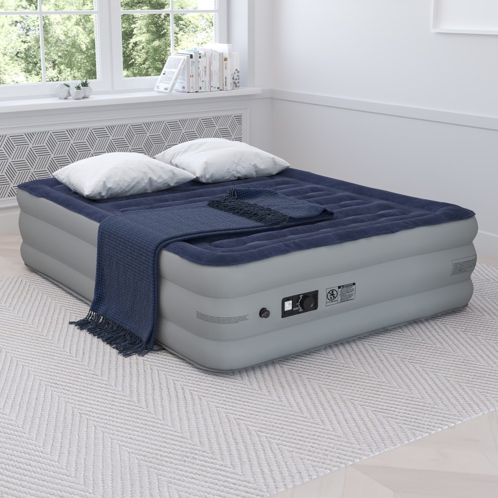 Flash Furniture Air Mattress With ETL Certified Internal Electric Pump And Carrying Case, Queen, Blue MPN:WGAM10118Q