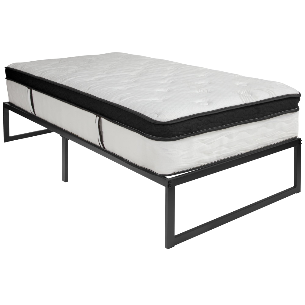 Flash Furniture 14in Metal Platform Bed Frame With 12in Memory Foam Pocket Spring Mattress, Twin, Black MPN:XUBD1000112MFMT