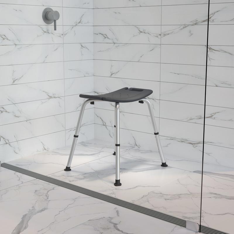 Flash Furniture Hercules Adjustable Bath And Shower Chair With Non-Slip Feet, 21-1/2inH x 19inW x 17inD, Gray MPN:DCHY3410LGRY
