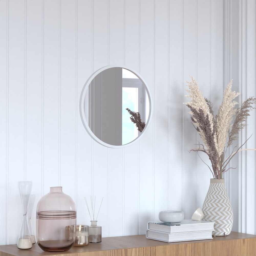 Flash Furniture Julianne Round Metal-Framed Wall Mirror, 16inH x 16inW x 3/4inD, Silver MPN:HFKHD6GD891315