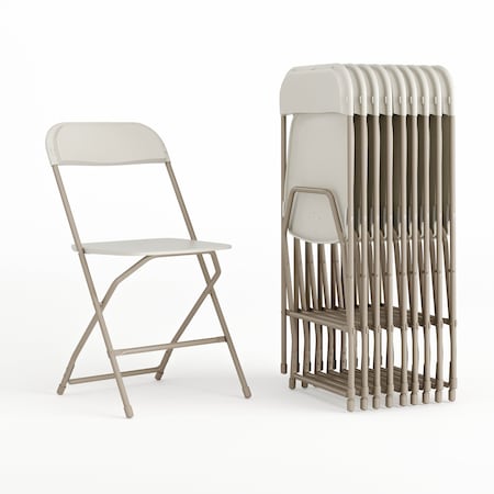 Hercules Series Plastic Folding Chair Beige - 10 LB Weight Capacity Comfortable Event Chair - Lightweight Folding Chair, PK10 MPN:10-LE-L-3-BEIGE-GG