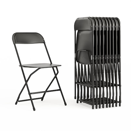Hercules Series Plastic Folding Chair Black - 10 LB Weight Capacity Comfortable Event Chair-Lightweight Folding Chair, PK10 MPN:10-LE-L-3-BK-GG