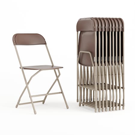 Hercules Series Plastic Folding Chair Brown - 10 LB Weight Capacity Comfortable Event Chair-Lightweight Folding Chair, PK10 MPN:10-LE-L-3-BROWN-GG