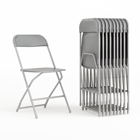 Hercules Series Plastic Folding Chair Grey - 10 LB Weight Capacity Comfortable Event Chair-Lightweight Folding Chair, PK10 MPN:10-LE-L-3-GREY-GG