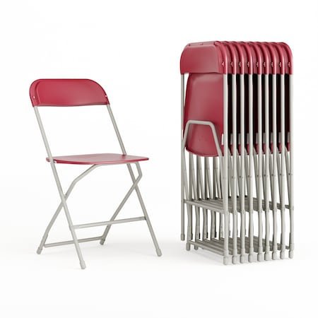 Hercules Series Plastic Folding Chair Red - 10 LB Weight Capacity Comfortable Event Chair-Lightweight Folding Chair, PK10 MPN:10-LE-L-3-RED-GG