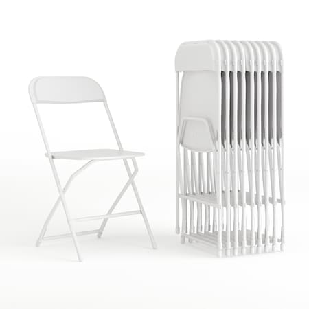 Hercules Series Plastic Folding Chair White - 10 LB Weight Capacity Comfortable Event Chair-Lightweight Folding Chair, PK10 MPN:10-LE-L-3-WHITE-GG