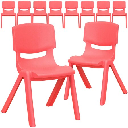 Red Plastic Stackable School Chair with 12