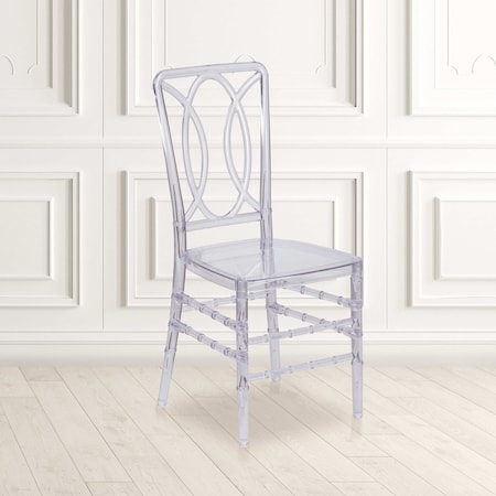 Flash Elegance Crystal Ice Stacking Chair with Designer Back, PK2 MPN:2-BH-H007-CRYSTAL-GG