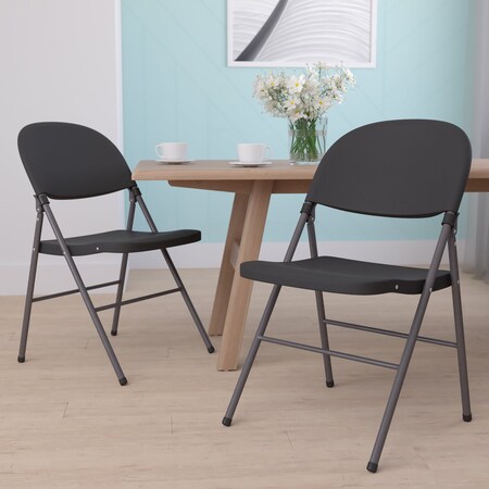 Black Plastic Folding Chair, PK2 MPN:2-DAD-YCD-50-GG