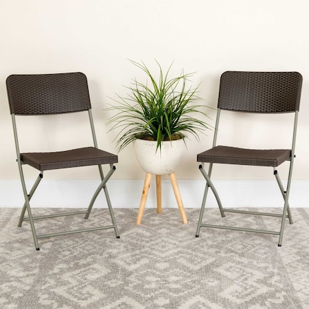 Brown Rattan Plastic Chair, PK2 MPN:2-DAD-YCZ-61-GG