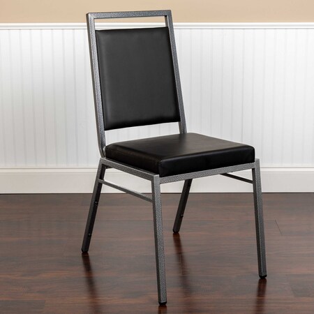 Black Vinyl Banquet Chair, PK2 MPN:2-FD-LUX-SIL-BK-V-GG