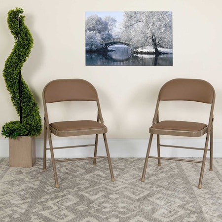 HERCULES Series Double Braced Beige Vinyl Folding Chair, PK2 MPN:2-HA-F003D-BGE-GG
