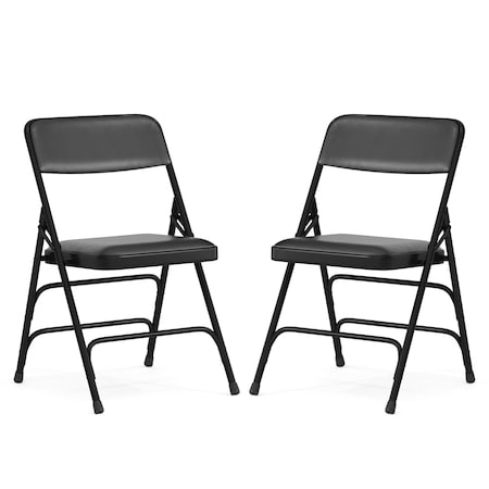 Black Vinyl Folding Chair, PK2 MPN:2-HA-MC309AV-BK-GG
