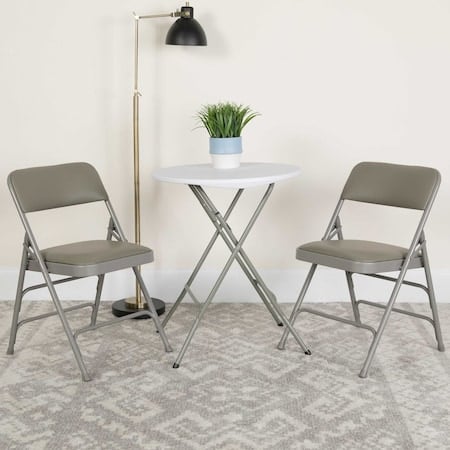 Gray Vinyl Folding Chair, PK2 MPN:2-HA-MC309AV-GY-GG
