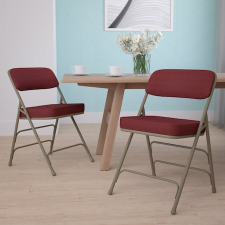 Burgundy Fabric Folding Chair, PK2 MPN:2-HA-MC320AF-BG-GG