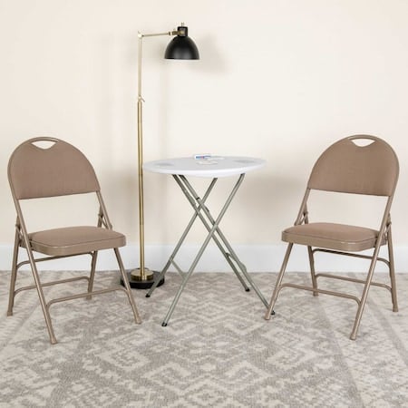 Beige Fabric Folding Chair, PK2 MPN:2-HA-MC705AF-3-BGE-GG