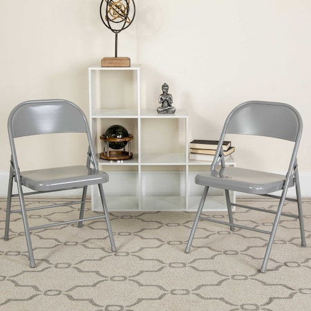 Gray Metal Folding Chair, PK2 MPN:2-HF3-MC-309AS-GY-GG