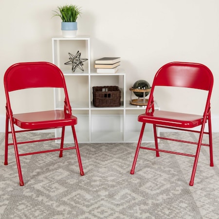 Red Metal Folding Chair, PK2 MPN:2-HF3-MC-309AS-RED-GG
