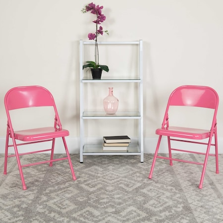 Bubblegum Pink Folding Chair, PK2 MPN:2-HF3-PINK-GG