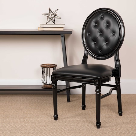 Tufted Black Dining Chair, PK2 MPN:2-LE-B-B-T-MON-GG
