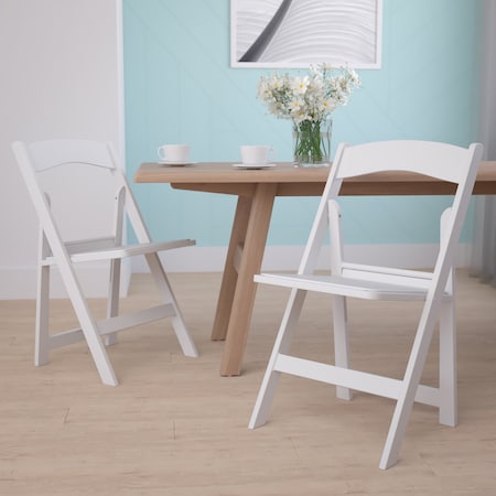 White Resin Folding Chair, PK2 MPN:2-LE-L-1-WHITE-GG