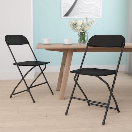 Hercules Series Plastic Folding Chair Black - 2 LB Weight Capacity Comfortable Event Chair-Lightweight Folding Chair, PK2 MPN:2-LE-L-3-BK-GG